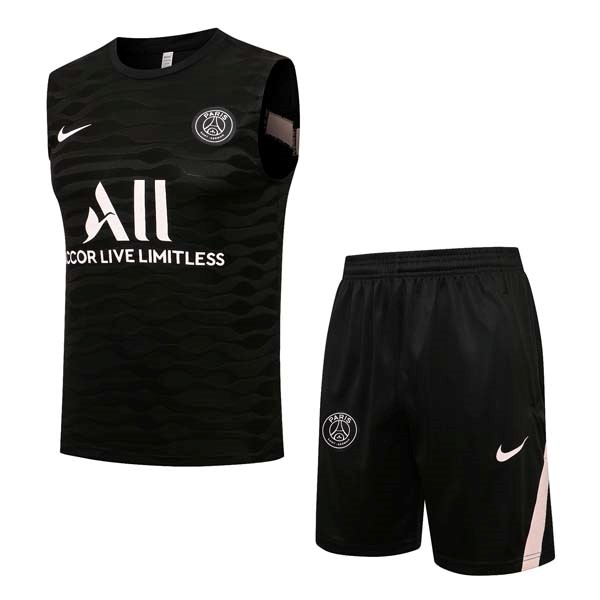 Camiseta Paris Saint Germain Sin Mangas Conjunto Completo 2022 Negro 2